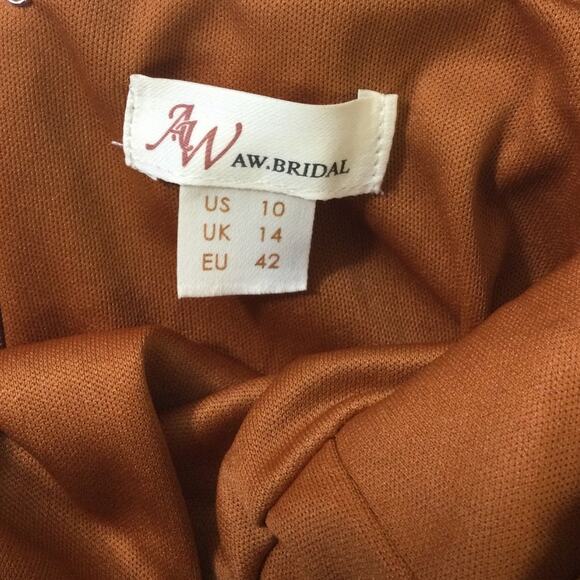 AW BRIDAL SZ 10 L burnt orange Meara cocktail wedding formal maxi dress B60 - Picture 8 of 9